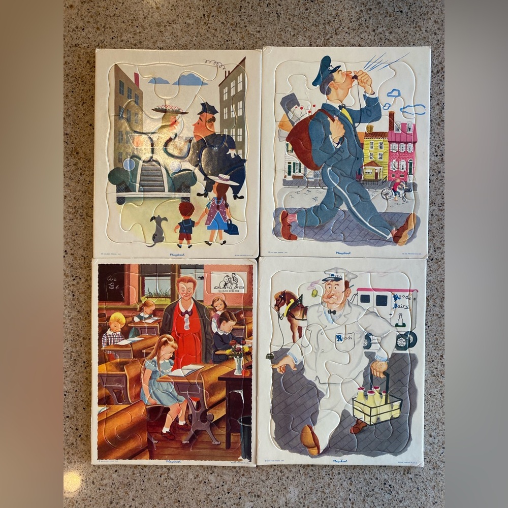 Playskool Puzzles Vintage 50s/60s Golden Press Cardboard